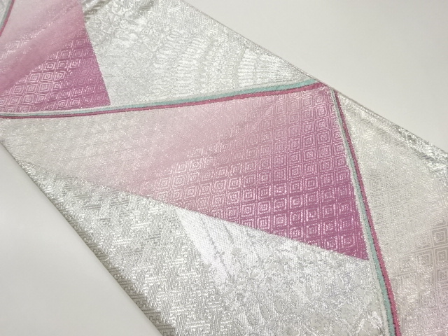 JAPANESE FUKURO OBI / SAGANISHIKI / WOVEN ABSTRACT FLOWER CREST